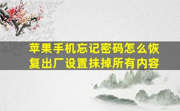 苹果手机忘记密码怎么恢复出厂设置抹掉所有内容