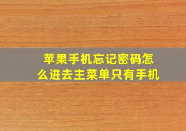 苹果手机忘记密码怎么进去主菜单只有手机