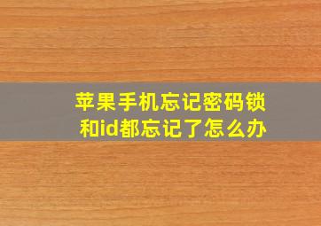 苹果手机忘记密码锁和id都忘记了怎么办