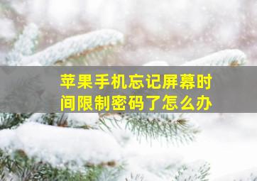 苹果手机忘记屏幕时间限制密码了怎么办