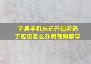 苹果手机忘记开锁密码了应该怎么办呢视频教学