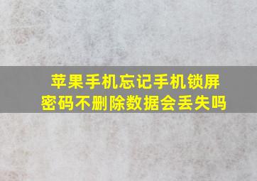 苹果手机忘记手机锁屏密码不删除数据会丢失吗