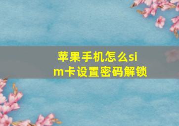 苹果手机怎么sim卡设置密码解锁