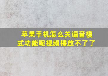 苹果手机怎么关语音模式功能呢视频播放不了了