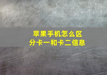 苹果手机怎么区分卡一和卡二信息