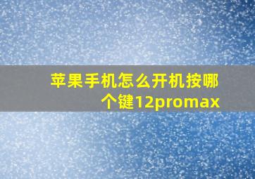 苹果手机怎么开机按哪个键12promax