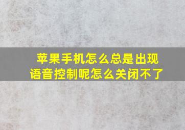 苹果手机怎么总是出现语音控制呢怎么关闭不了