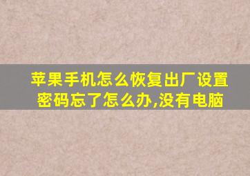 苹果手机怎么恢复出厂设置密码忘了怎么办,没有电脑