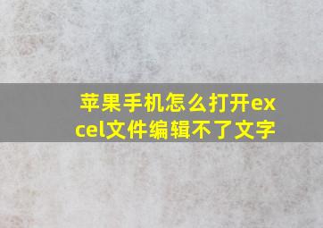 苹果手机怎么打开excel文件编辑不了文字