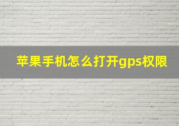 苹果手机怎么打开gps权限