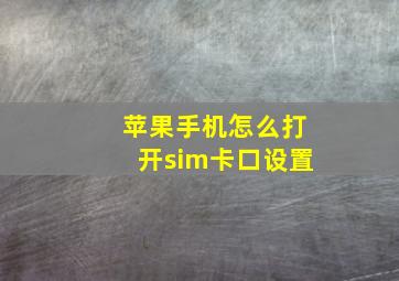 苹果手机怎么打开sim卡口设置