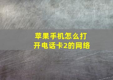 苹果手机怎么打开电话卡2的网络