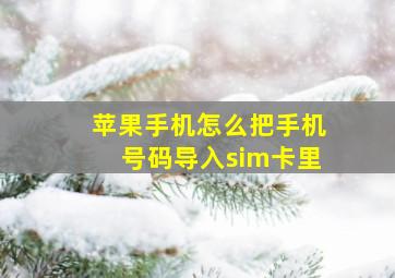 苹果手机怎么把手机号码导入sim卡里