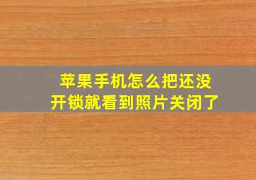 苹果手机怎么把还没开锁就看到照片关闭了