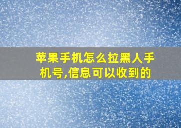 苹果手机怎么拉黑人手机号,信息可以收到的