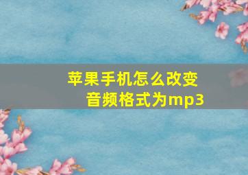 苹果手机怎么改变音频格式为mp3