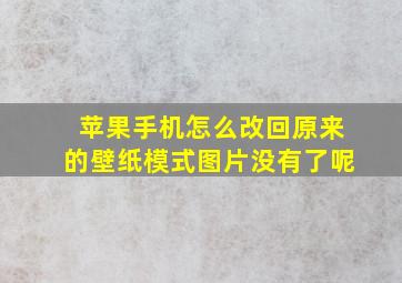 苹果手机怎么改回原来的壁纸模式图片没有了呢