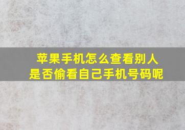 苹果手机怎么查看别人是否偷看自己手机号码呢