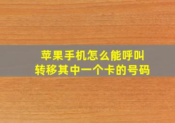 苹果手机怎么能呼叫转移其中一个卡的号码