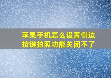 苹果手机怎么设置侧边按键拍照功能关闭不了