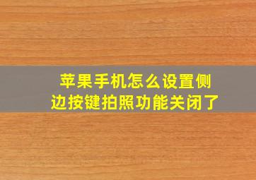 苹果手机怎么设置侧边按键拍照功能关闭了