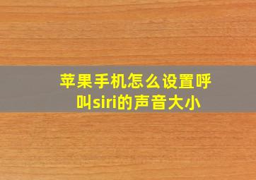 苹果手机怎么设置呼叫siri的声音大小