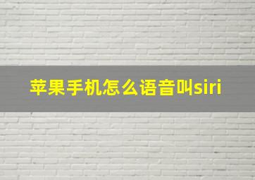 苹果手机怎么语音叫siri