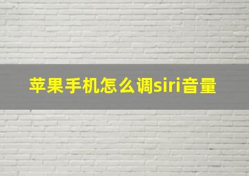 苹果手机怎么调siri音量