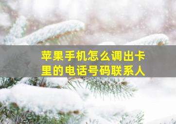 苹果手机怎么调出卡里的电话号码联系人