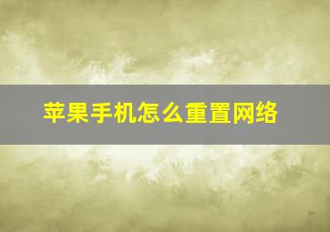 苹果手机怎么重置网络