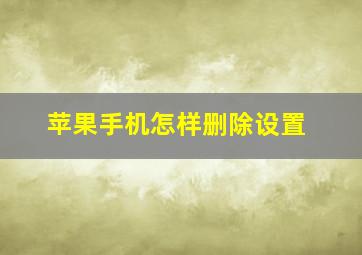 苹果手机怎样删除设置