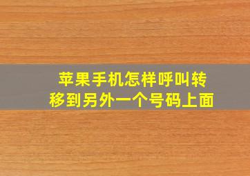 苹果手机怎样呼叫转移到另外一个号码上面