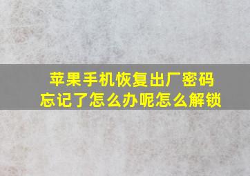 苹果手机恢复出厂密码忘记了怎么办呢怎么解锁