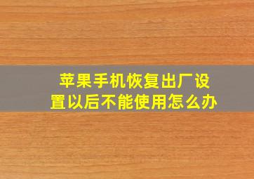 苹果手机恢复出厂设置以后不能使用怎么办