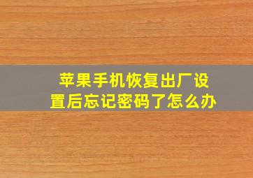 苹果手机恢复出厂设置后忘记密码了怎么办