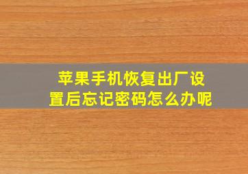 苹果手机恢复出厂设置后忘记密码怎么办呢