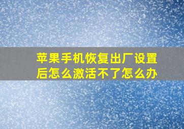 苹果手机恢复出厂设置后怎么激活不了怎么办