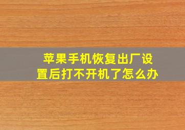 苹果手机恢复出厂设置后打不开机了怎么办