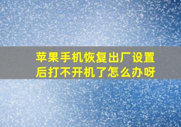 苹果手机恢复出厂设置后打不开机了怎么办呀