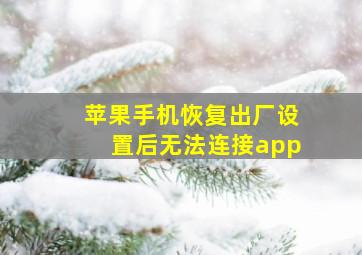 苹果手机恢复出厂设置后无法连接app