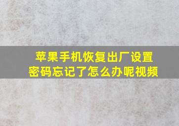 苹果手机恢复出厂设置密码忘记了怎么办呢视频