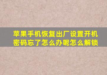 苹果手机恢复出厂设置开机密码忘了怎么办呢怎么解锁