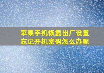 苹果手机恢复出厂设置忘记开机密码怎么办呢