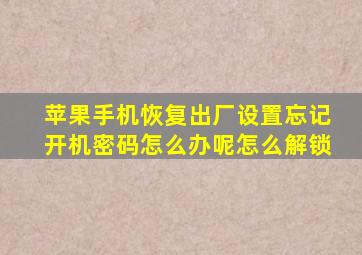 苹果手机恢复出厂设置忘记开机密码怎么办呢怎么解锁