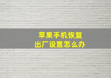 苹果手机恢复出厂设置怎么办