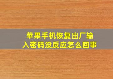 苹果手机恢复出厂输入密码没反应怎么回事