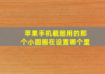 苹果手机截图用的那个小圆圈在设置哪个里