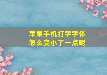 苹果手机打字字体怎么变小了一点呢