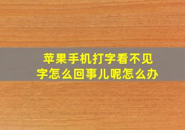 苹果手机打字看不见字怎么回事儿呢怎么办