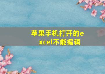 苹果手机打开的excel不能编辑